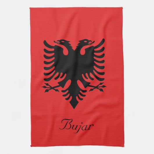 Personalisierte Flagge Albaniens Doppelhüllenadler Geschirrtuch (Vertikal)