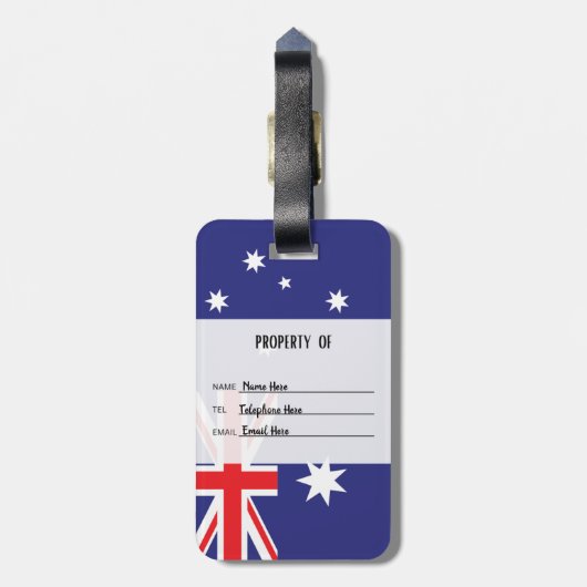 Personalisierte Flagge Australiens Gepäckmarke Gepäckanhänger (Rückseite vertikal)