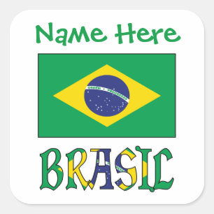 Personalisierte Flagge Brasilien Quadratisches Eti Quadratischer Aufkleber