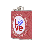 Personalisierte Flagge der griechischen Roten LIEB Flachmann (Links)