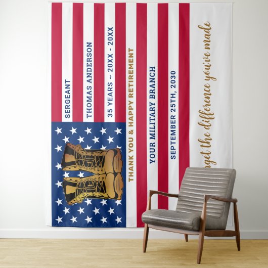Personalisierte Flagge der US-Armee Wandteppich (Beispiel)