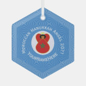 Personalisierte Flagge des marokkanischen Hanukkah Ornament Aus Glas (Vorderseite)