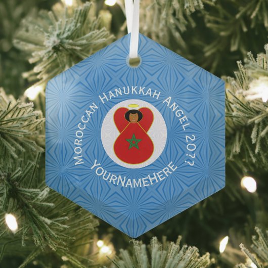 Personalisierte Flagge des marokkanischen Hanukkah Ornament Aus Glas (Insitu)