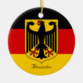 Personalisierte Flagge Deutschlands mit Wappen Keramik Ornament (Vorne)