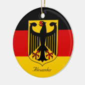 Personalisierte Flagge Deutschlands mit Wappen Keramik Ornament (Links)