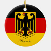 Personalisierte Flagge Deutschlands mit Wappen Keramik Ornament (Hinten)
