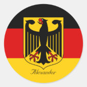 Personalisierte Flagge Deutschlands mit Wappen Runder Aufkleber (Vorderseite)