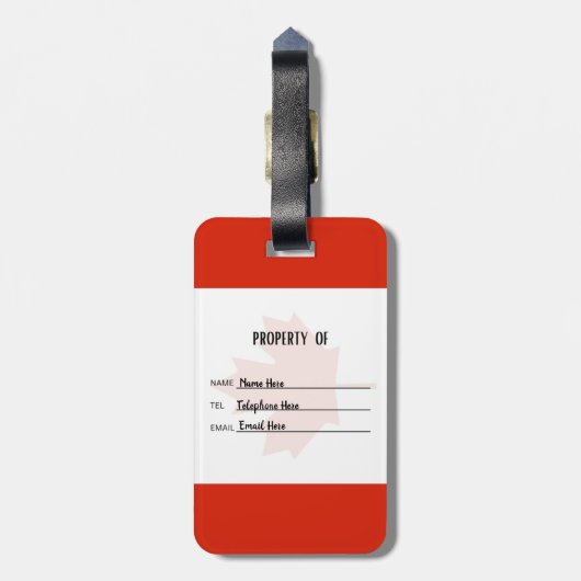 Personalisierte Flagge Kanadas Gepäckmarke Gepäckanhänger (Rückseite vertikal)