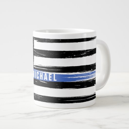 Personalisierte Flagge mit der dünnen blauen Linie Jumbo-Tasse (Vorderseite Rechts)