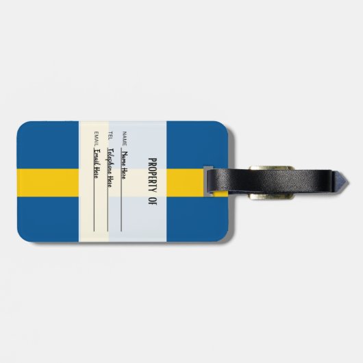 Personalisierte Flagge Schwedens Gepäckmarke Gepäckanhänger (Rückseite horizontal)