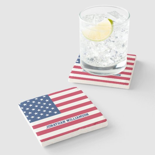 Personalisierte Flaggen-US Flagge der USA Steinuntersetzer (Seitenansicht)