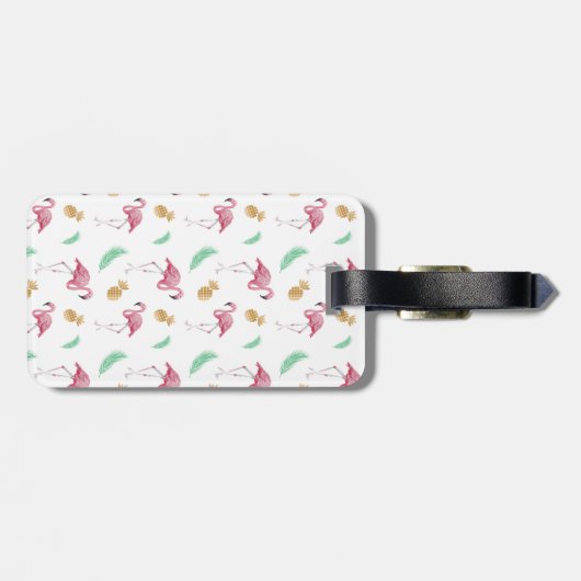 Personalisierte Flamingo & Ananas Gepäckmarke Gepäckanhänger (Rückseite horizontal)
