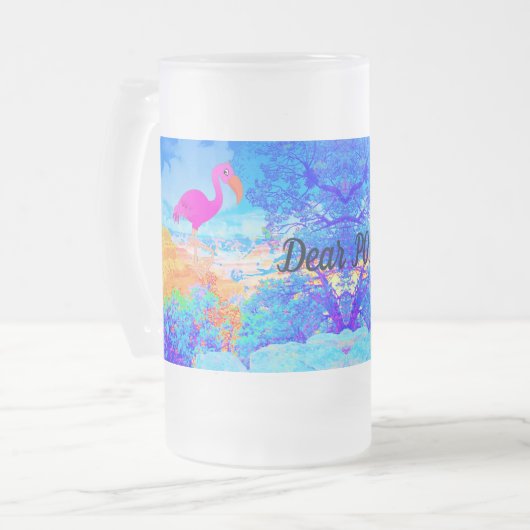 Personalisierte Flamingo Art Glass Tasse für Vater (Vorderseite Links)