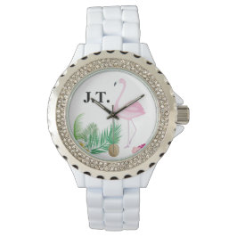 Personalisierte Flamingo-Beobachtung Armbanduhr