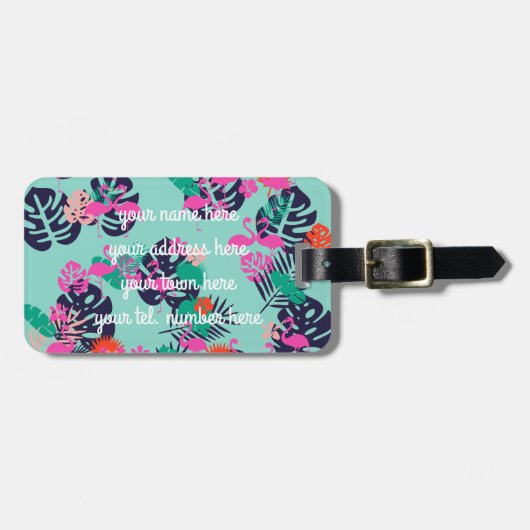 Personalisierte Flamingo-Gepäckmarke Gepäckanhänger (Vorderseite horizontal)