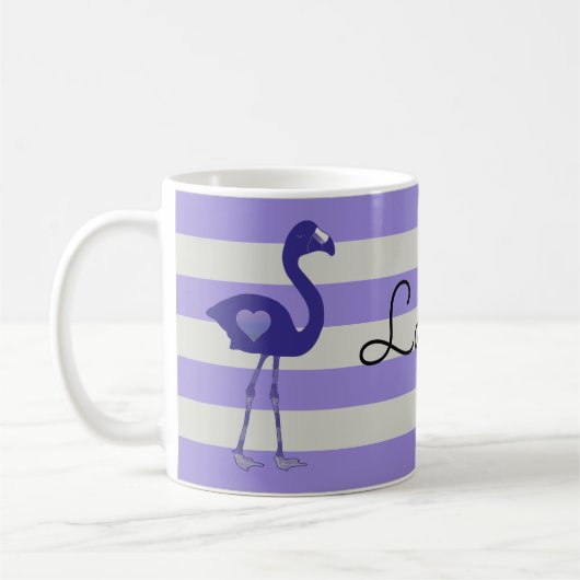 Personalisierte Flamingo Hearts Tasse (Lila-Lila) (Links)