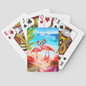 Personalisierte Flamingo-Themenkarten Spielkarten (Rückseite)