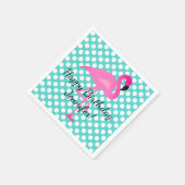 Personalisierte Flamingo und Polka Dot Paper Napki Serviette (Ecke)