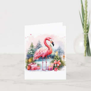 Personalisierte Flamingo-Weihnachts-Grußkarte Feiertagskarte