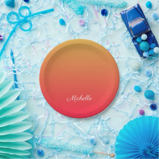 Personalisierte Flamme und gelbe Ober Pappteller (Party)