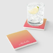 Personalisierte Flamme und gelbe Ober Steinuntersetzer (Seitenansicht)