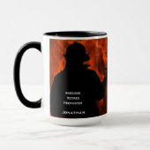 Personalisierte Flammen Feuerwehrruhestand Tasse (Links)