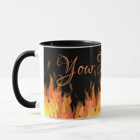 Personalisierte Flammen Schwarz und Orange Tasse (Links)