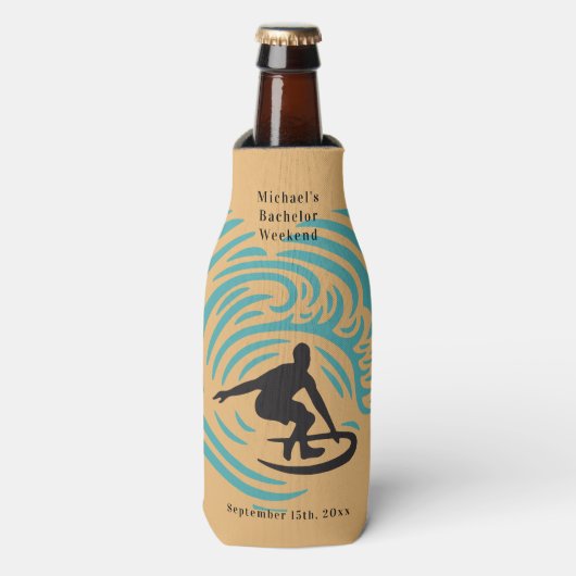 Personalisierte Flasche Cooler Bachelor Surf Woche Flaschenkühler (Flaschenvorderseite)