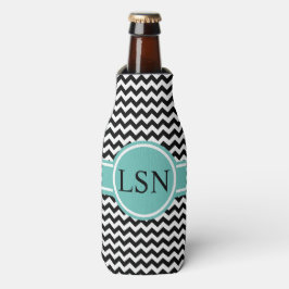 Personalisierte Flasche Cooler - Black Zigzag Flaschenkühler