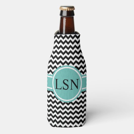 Personalisierte Flasche Cooler - Black Zigzag Flaschenkühler (Flaschenvorderseite)