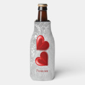 Personalisierte Flasche Cooler mit rotem Herzen Flaschenkühler (Flaschenvorderseite)