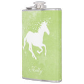 Personalisierte Flasche mit grünem Einhorn Flachmann (Links)