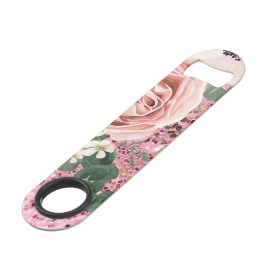 Personalisierte Flaschenöffner Geometrische Rose G (Rückseite Schrägansicht)