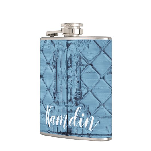 Personalisierte Flasendecke Rustikale Zinndecke Flachmann (Links)