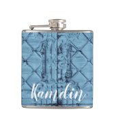 Personalisierte Flasendecke Rustikale Zinndecke Flachmann (Vorderseite)