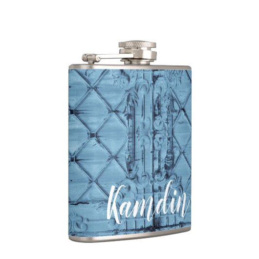 Personalisierte Flasendecke Rustikale Zinndecke Flachmann (Rechts)