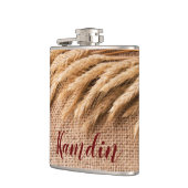Personalisierte Flasenwheat auf Burlap Sack Countr Flachmann (Links)
