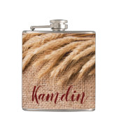 Personalisierte Flasenwheat auf Burlap Sack Countr Flachmann (Vorderseite)