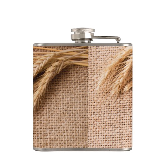 Personalisierte Flasenwheat auf Burlap Sack Countr Flachmann (Rückseite)