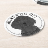 Personalisierte Flat Coated Retriever Hochzeit Runder Pappuntersetzer (Angewinkelt)