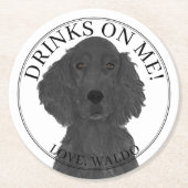 Personalisierte Flat Coated Retriever Hochzeit Runder Pappuntersetzer (Vorderseite)