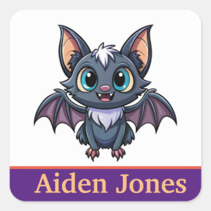 Personalisierte Fledermauskleber bunt Quadratischer Aufkleber