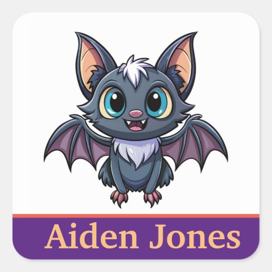 Personalisierte Fledermauskleber bunt Quadratischer Aufkleber (Vorderseite)