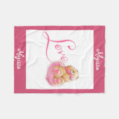 Personalisierte Fleece Blanket/Bär und Herz (Vorderseite (Horizontal))