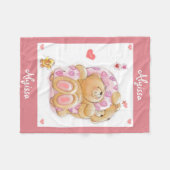 Personalisierte Fleece Blanket/Bär und Herz (Vorderseite (Horizontal))