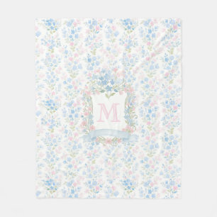Personalisierte Fleece-Decke mit floralem Monogram Fleecedecke