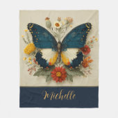 Personalisierte Fleece-Decke Schmetterling Floral  Fleecedecke (Vorderseite)