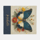 Personalisierte Fleece-Decke Schmetterling Floral  Fleecedecke (Vorderseite (Horizontal))