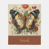 Personalisierte Fleece-Decke Schmetterling Floral Fleecedecke (Vorderseite)