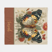 Personalisierte Fleece-Decke Schmetterling Floral Fleecedecke (Vorderseite (Horizontal))